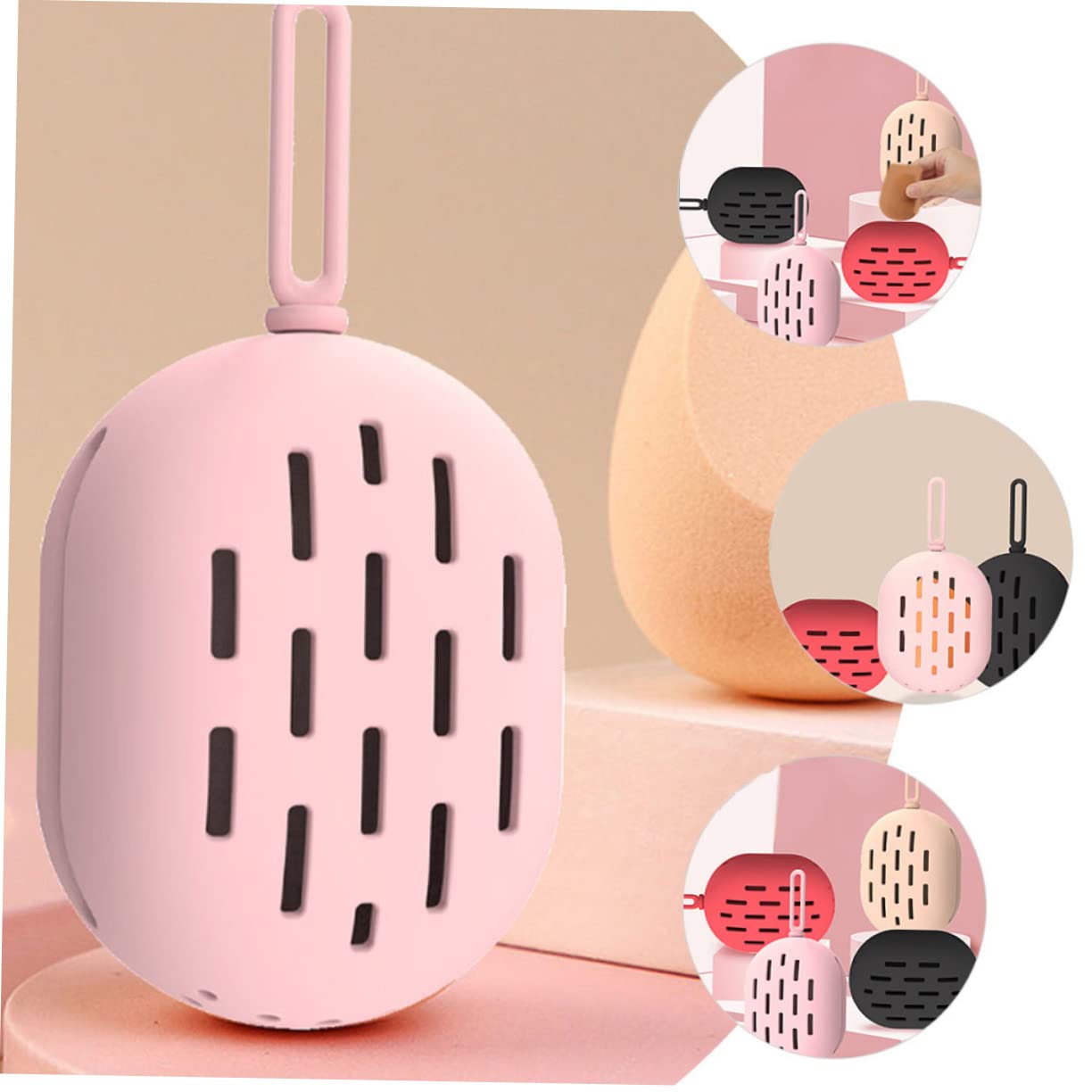 Ipetboom 5 Piezas soplo de polvo de belleza estuche de viaje para brochas de maquillaje sostenedor de la caja del soplo de maquillaje batidoras soporte de esponja de maquillaje cosmético