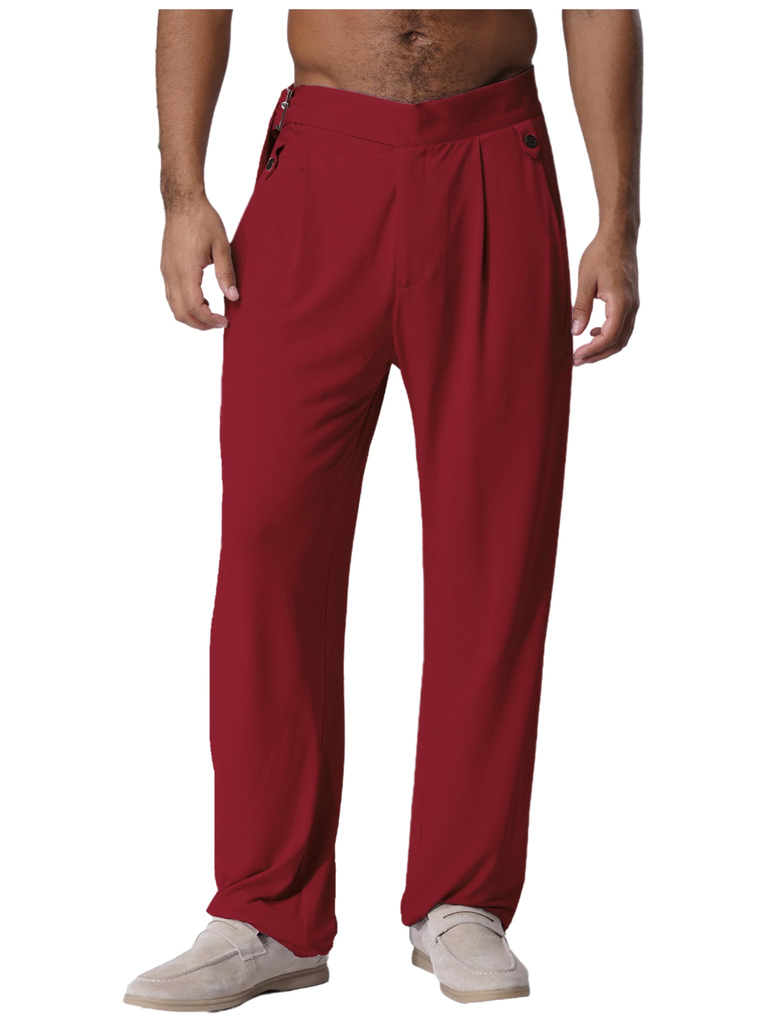 TTAO Pantalones de baile latino para hombre, con cinturón ajustable para competición, baile de salón
