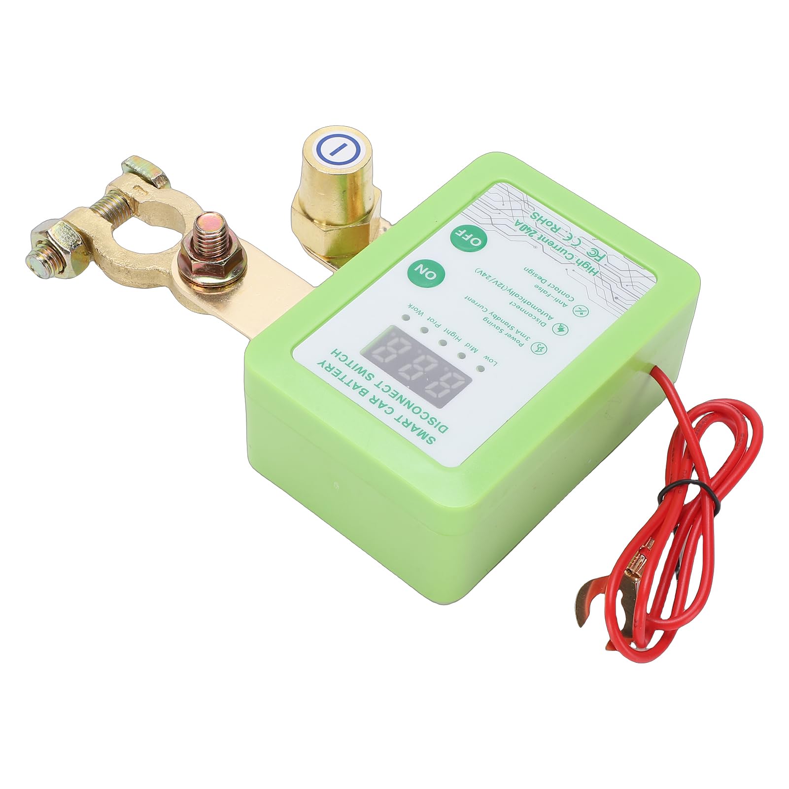 Fabater Coupe-Batterie, Interrupteur de Déconnexion de Batterie à Distance Double Tension 12 V 24 V, Coupe-circuit pour Voiture avec Affichage de Tension LED et Protection Antivol pour Voitures,