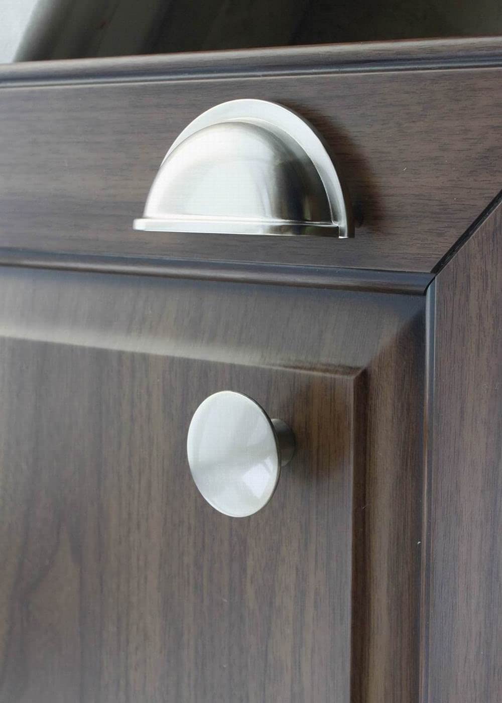 KHTUMEWARE-88292 Round Knob, Brushed Nickel, 1-5/8 in (41 mm), 10-Pack in Brushed Nickel — KHTUMEWARE