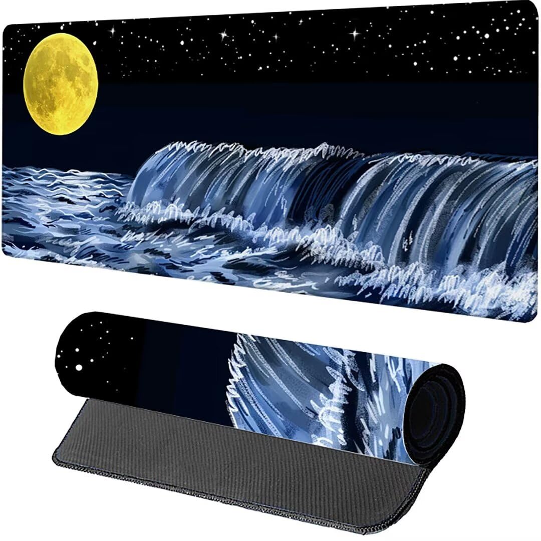 Excel Shortcut-Tasten-Mauspad - erweitertes großes 1200 x 600mm XL-Spickzettel-Gaming-Mauspad | PC-Büro-Tabellenkalkulation-Tastaturmatte | rutschfeste genähte Kante Vollmond Fallen
