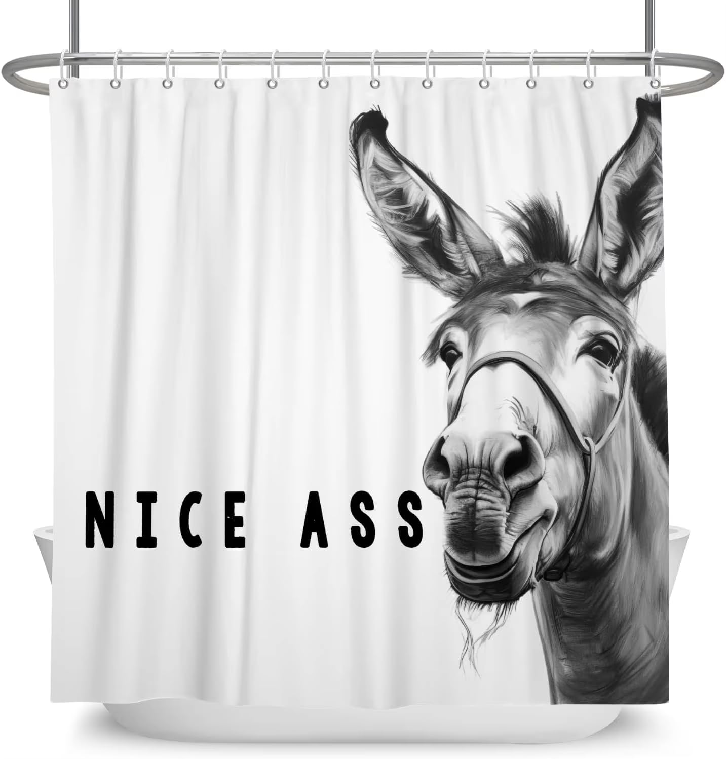 Rideaux de douche humoristiques avec des ânes pour éviter les éclaboussures avec humour