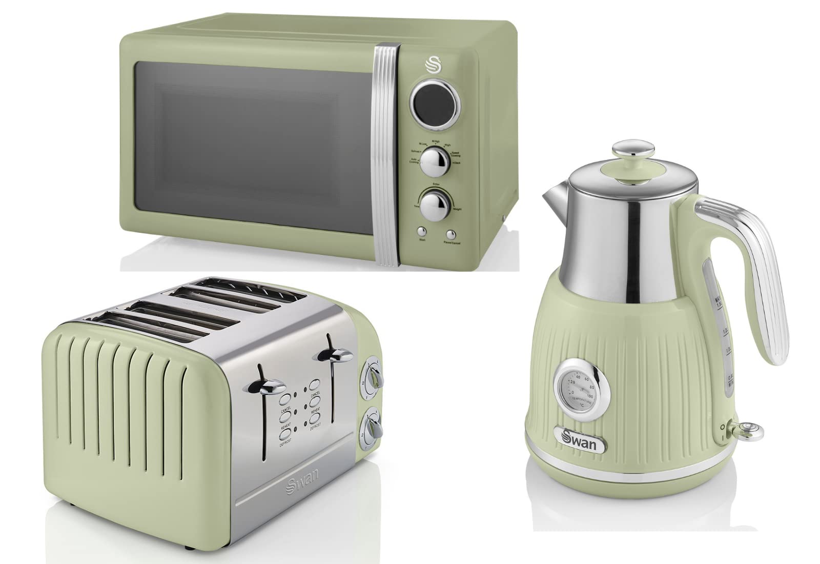 Buy Swan Products Ltd Retro Green Jug Dial Kettle, 4 Slice Toaster