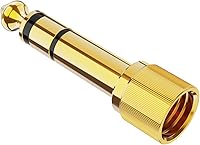 Vista 1 de CableCreation Adaptador de audio para auriculares de 1/4 a 1/8 pulgadas, conector estéreo TRS macho a hembra, convertidor de audio chapado en oro