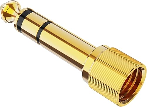CableCreation Adaptador de audio para auriculares de 14 a 18 pulgadas, conector estéreo TRS macho a hembra, convertidor de audio chapado en oro para