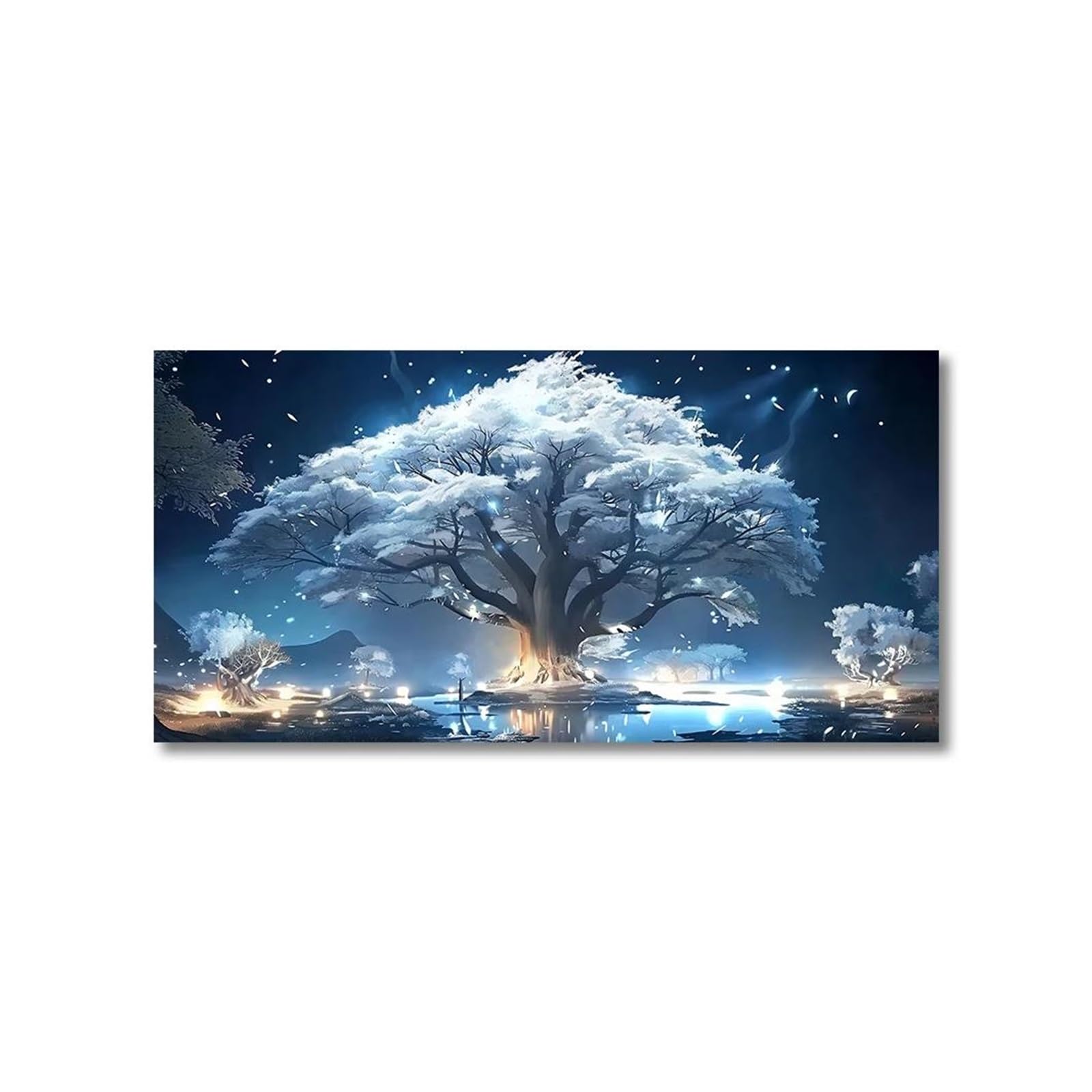 Peinture sur toile arbre géant et aurore au design esthétique moderne