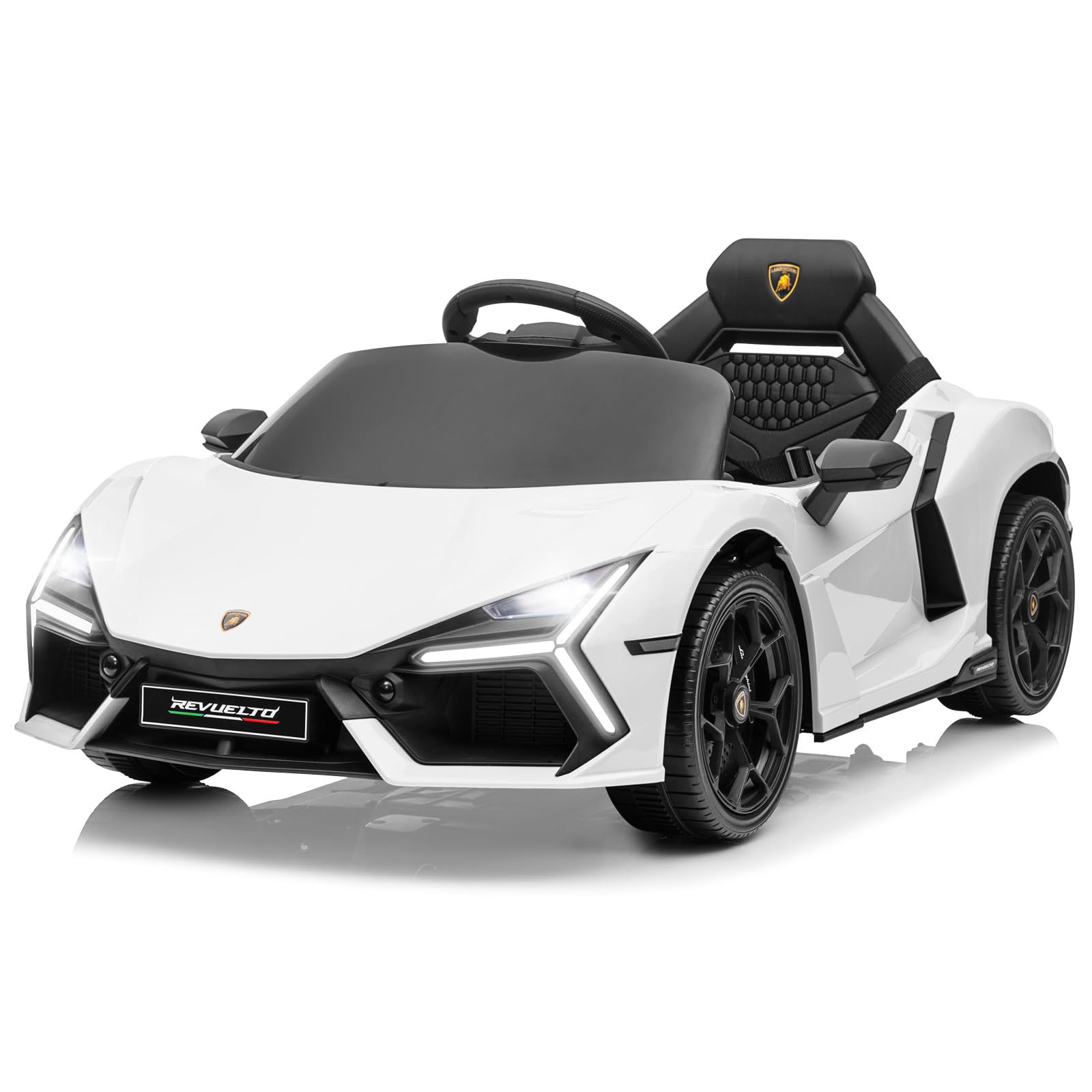 LALAHO Kinder Elektroauto 12V Kinderauto mit 2,4 GHz Fernbedienung | Kinderfahrzeug mit Hupe, LED, Musik, Sanftstart, Elektrofahrzeug mit Hilfsrad, für 3-5 Jahre Kinder