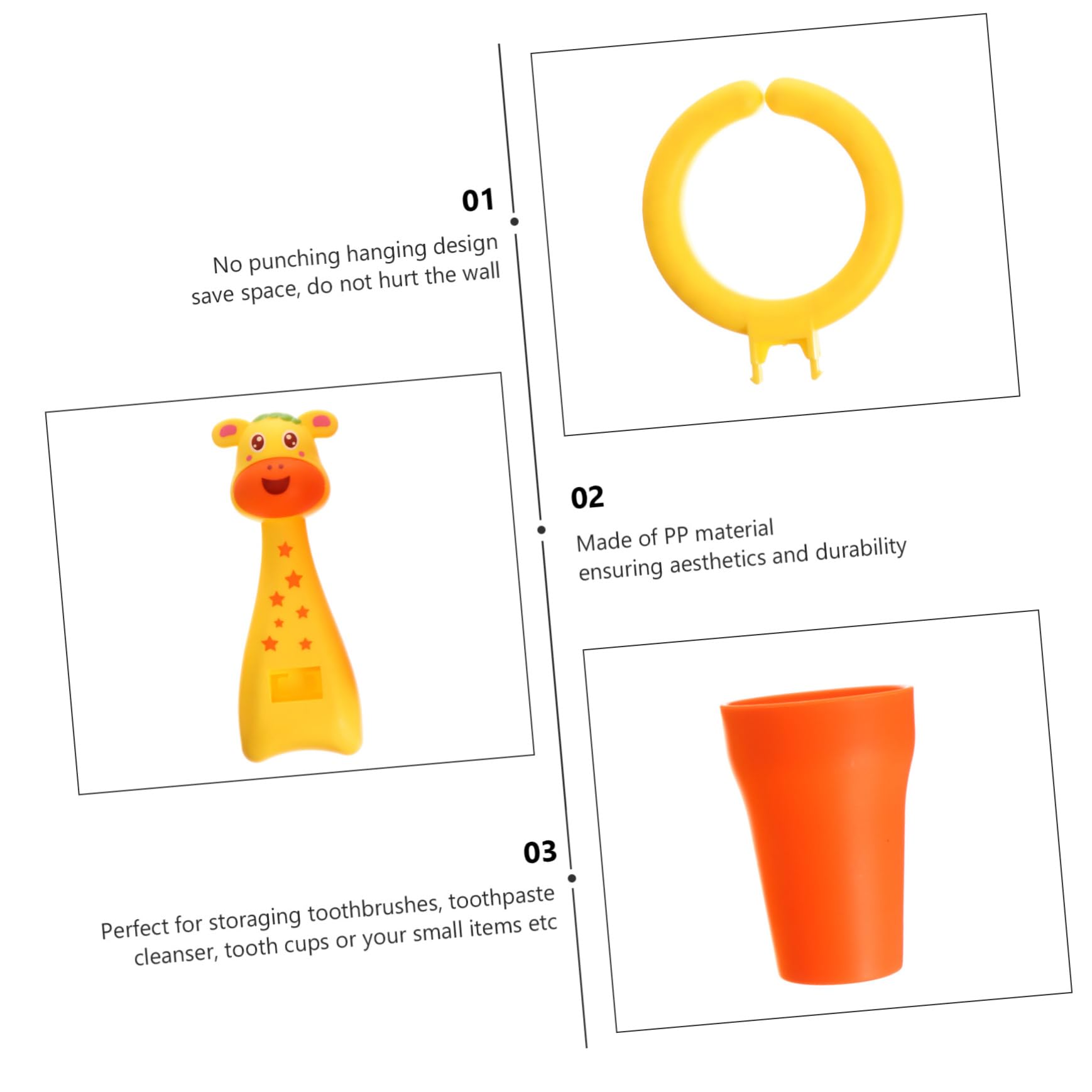 MAGICLULU 3 Set Di Porta Spazzolini Da Denti in Plastica Pp Per Montaggio A Parete