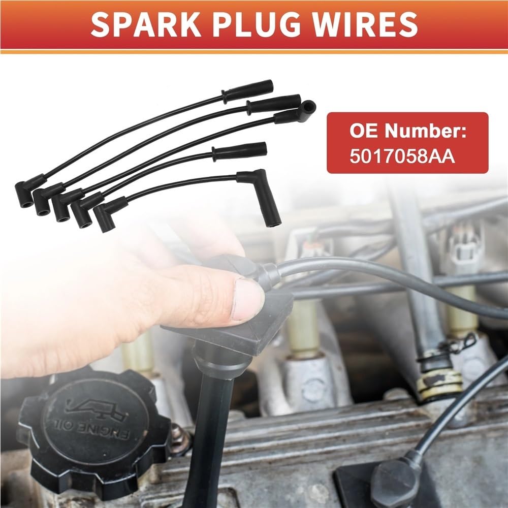 cables bujías coche Para Jeep para Cherokee para Comanche L4 2.5L | 5017058AA Cable de bujía Cable de bobina de encendido