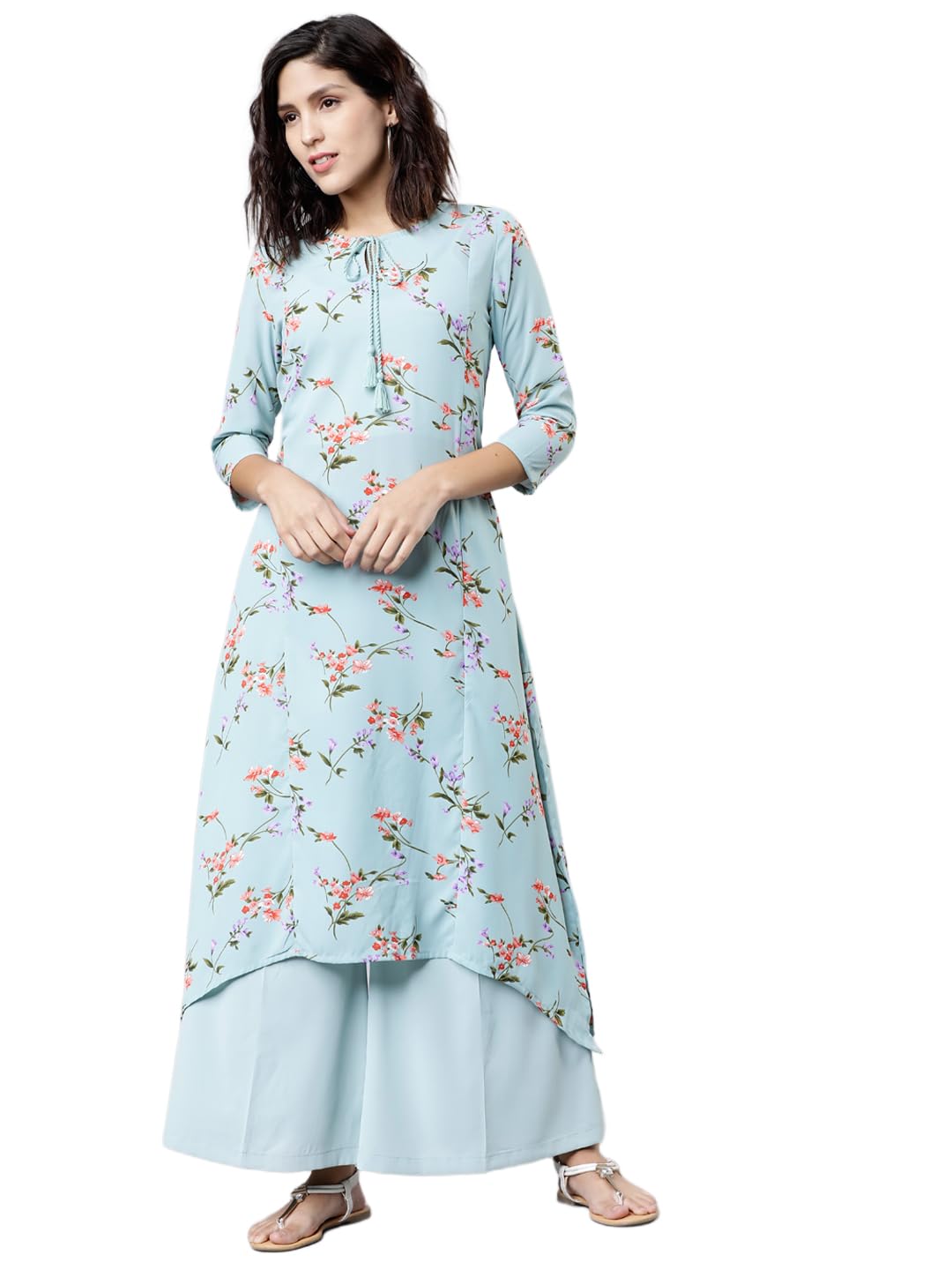 vishudh Women Round Neck Calf Length Kurta Sets VNK3001379 Blue S-picture-8