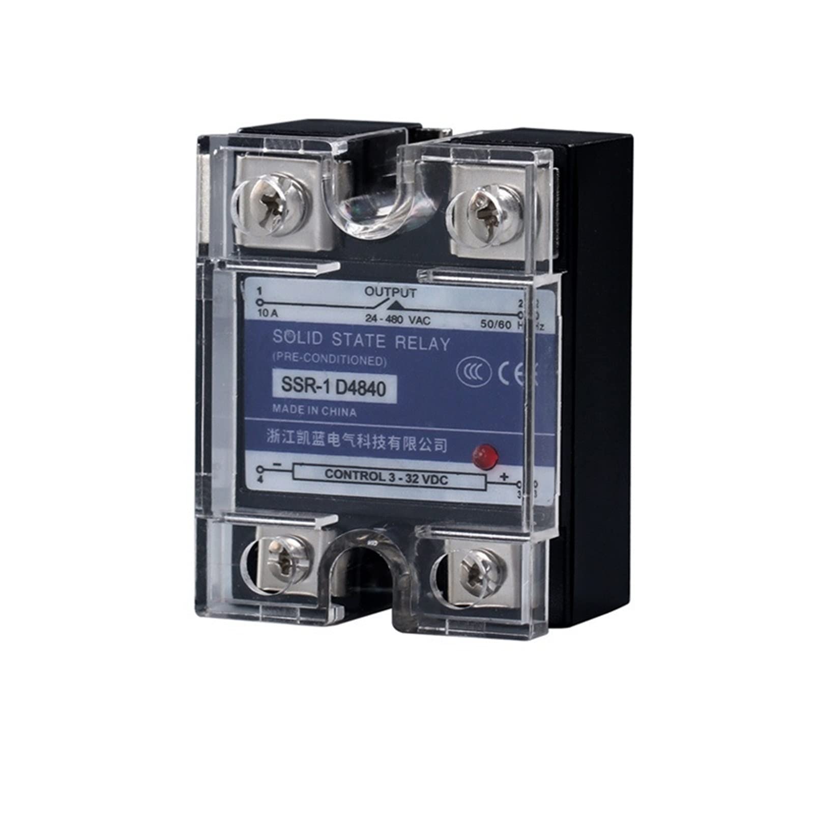 AQHYEBNSR 10A 25A 40A DA Single Phase DC Control AC Heat Sink 220V Relay to 3-32VDC SSR-10DA 25DA 40DA Plastic Cover Solid State(100DA)