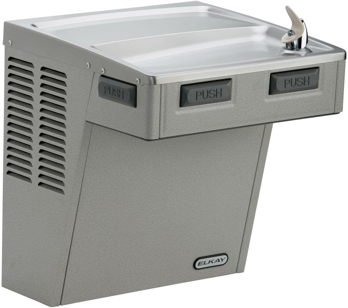 Elkay Wall Mount Mechanical Activation ADA Cooler Filtered Refrigerated Light Gray Granite