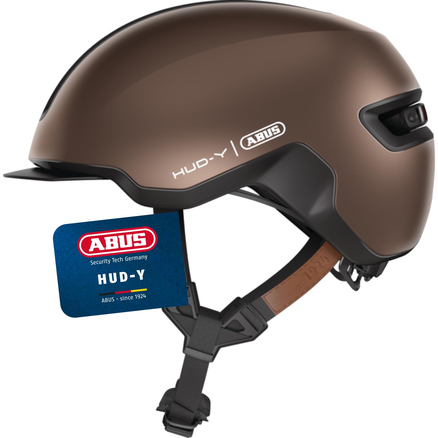 ABUS Urban Helm HUD-Y - mit magnetischem, aufladbarem LED-Rücklicht & Magnetverschluss - Cooler Fahrradhelm für den Alltag - für Damen und Herren