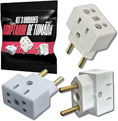 Adaptador de Tomada 20A 10A Kit 3 Adaptadores Plug Benjamin Para Eletrodomésticos Maquina Secador de Cabelo Fritadeira Airfryer Bivolt 110V 220V Compatível com Padrão Antigo e Novo Bob