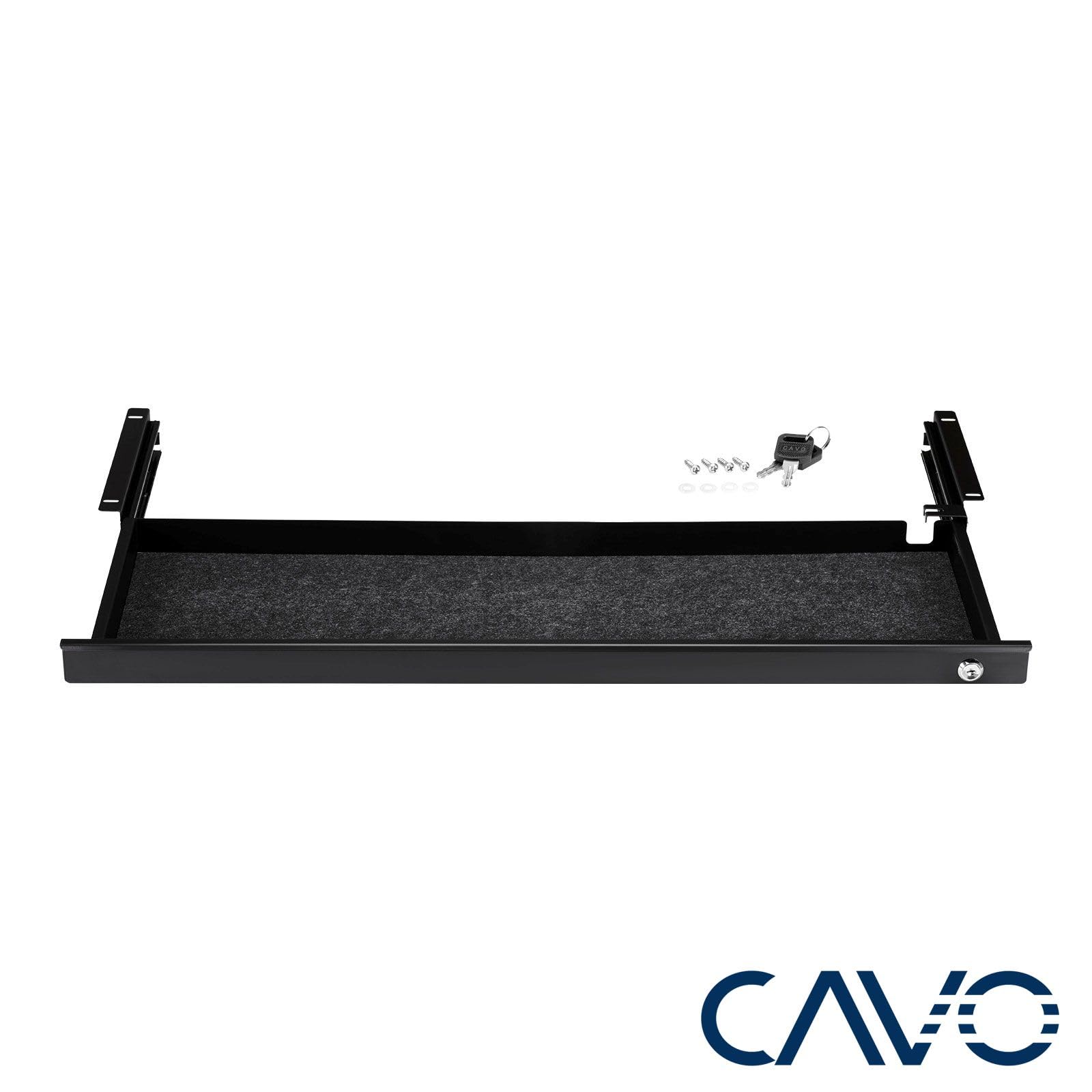 CAVO Cassetto portadocumenti in acciaio 850 mm nero chiudibile a chiave con ingresso cavi Cassetto sottopiano per scrivanie