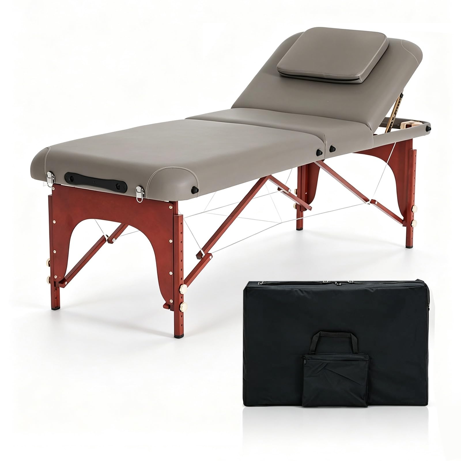 Massageliege Klappbar Tattoo Stuhl Holz Höhenverstellbar Physio | Professionelle Massageliege Inklusive Tragetasche Geeignet für Zuhause, Kosmetikstudio und Mobile Massage(Gray,70cm)
