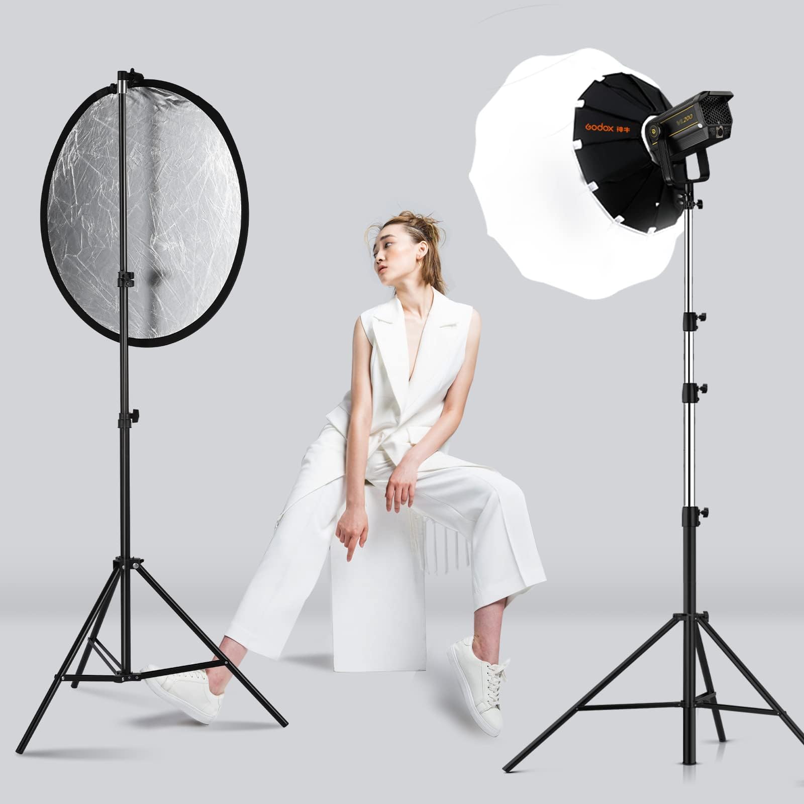 GODOX Riflettori pieghevoli per fotografia con custodia per il trasporto set per fotografia riflettore, diffusore di luce per studio (5in1 80cm)
