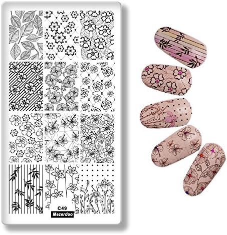 Leaves Nail Templates Nails Art Stamp Stamping Painting Stencil Manicure Plates Rose Flowers Geometric Stipes Line Diy Crafts