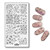 Leaves Nail Templates Nails Art Stamp Stamping Painting Stencil Manicure Plates Rose Flowers Geometr