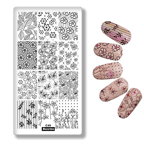 Leaves Nail Templates Nails Art Stamp Stamping Painting Stencil Manicure Plates Rose Flowers Geometric Stipes Line Diy Crafts #TOP1