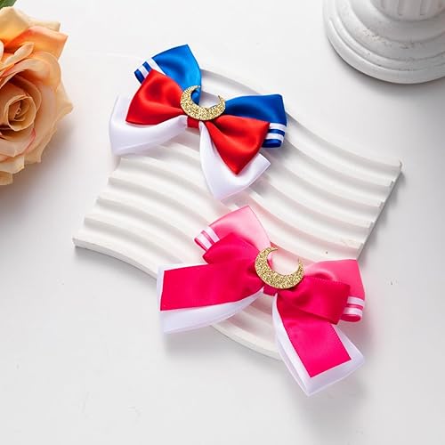 Miniatura 2 de Moños para el pelo de luna, accesorios para el cabello con lazo grande, pinzas para el pelo, pajarita, varita de explorador de luna, lazos de anime