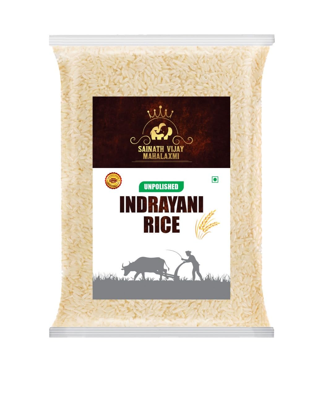 Mahalaxmi-Unpolished Indrayani Rice - 5kg | Premium Aromatic Rice | 100% Natural | Sticky & Easy Cook l Hand Packed