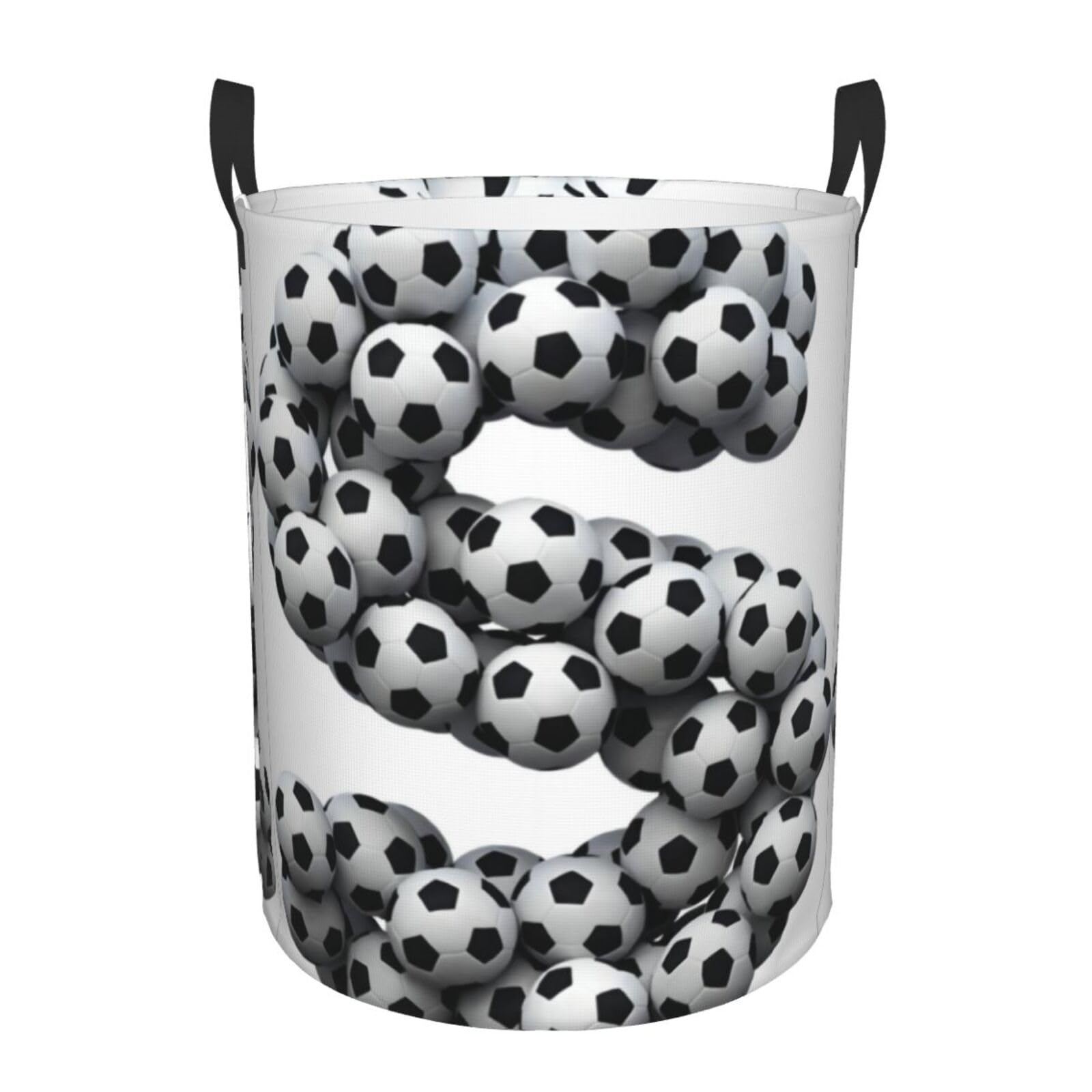 S Circular Hamper Soccer-font-lette Print for Dirty Clothes