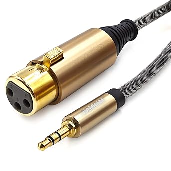 XLR Female to 3.5mm 1/8" Male Jack 3.3 Feet/1 Meter TRS Unbalanced Cable Compatible with iPhone, iPod, MP3 Player, Laptop, Voice Recorder and More