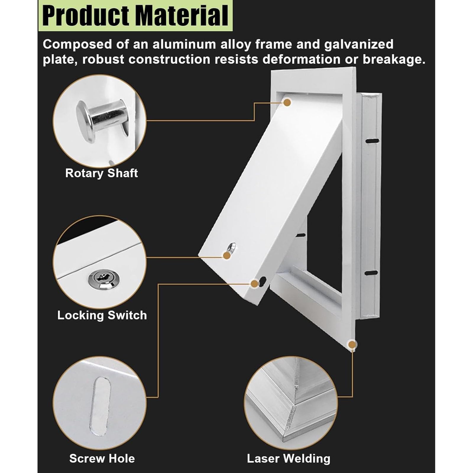 Puerta de Acceso para Barbacoa Exterior - Placa de Cubierta para Orificio de Pared y Panel de Acceso de pladur metálico, trampilla de Acceso al ático Reforzada, Apertura por presión, 48,3 x