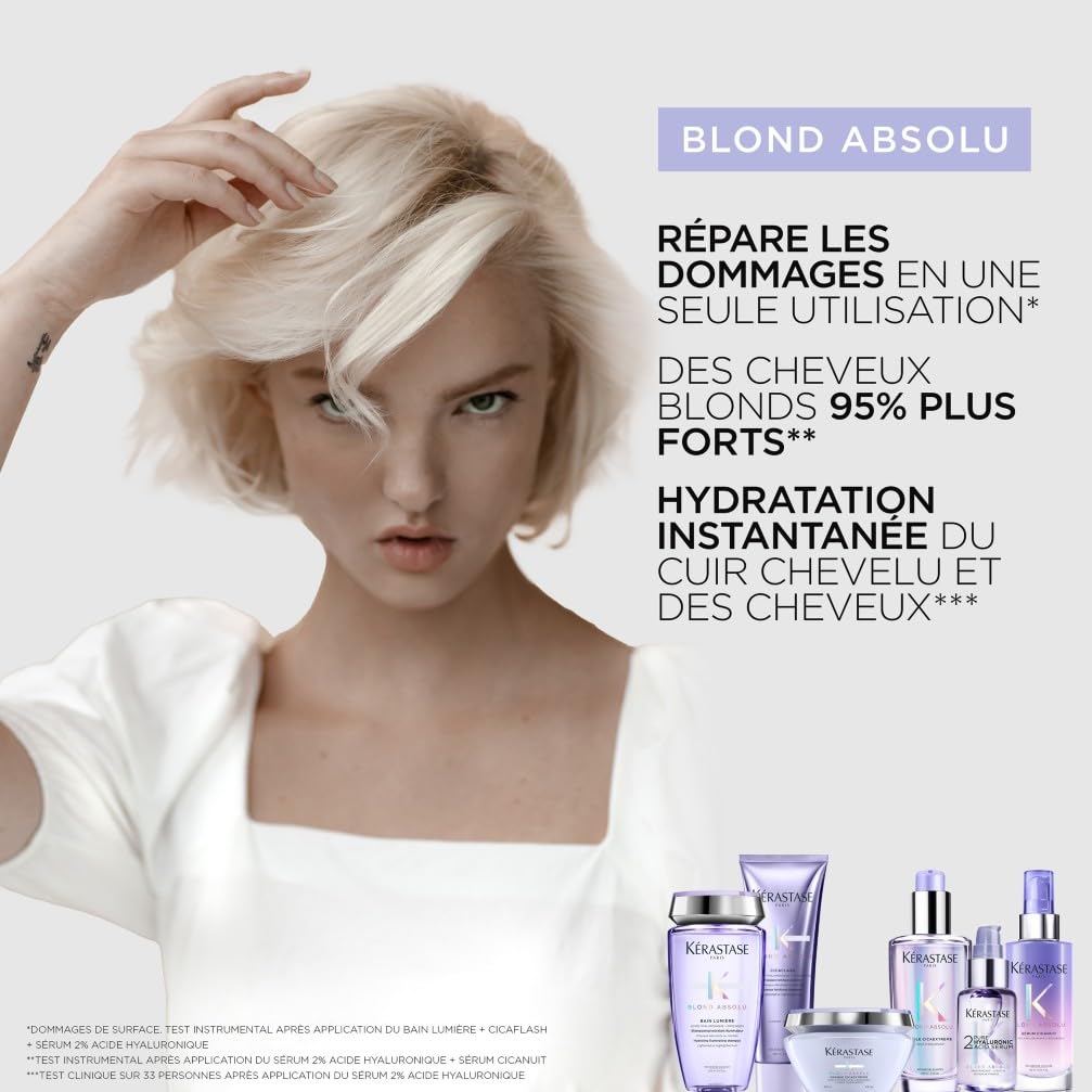 KÉRASTASE Blond Absolu - Routine Éclat & Réparatrice pour Cheveux Blonds - Méchés & Décolorés - à l'Acide Hyaluronique