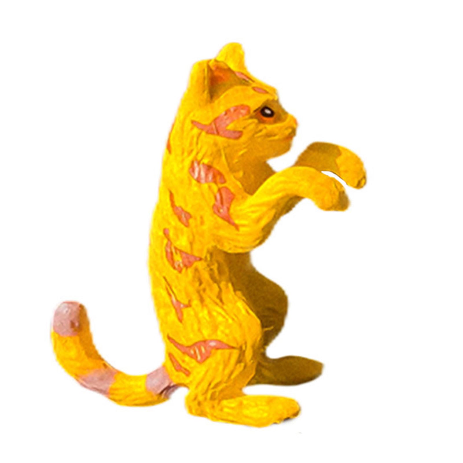 Hsioluted Interesting Animal Model Kitten Fence Statue Tiny Terrarium Animal Statues Aquarium Tanks Kitten Figurines Ornament Plant Pot Cute Small