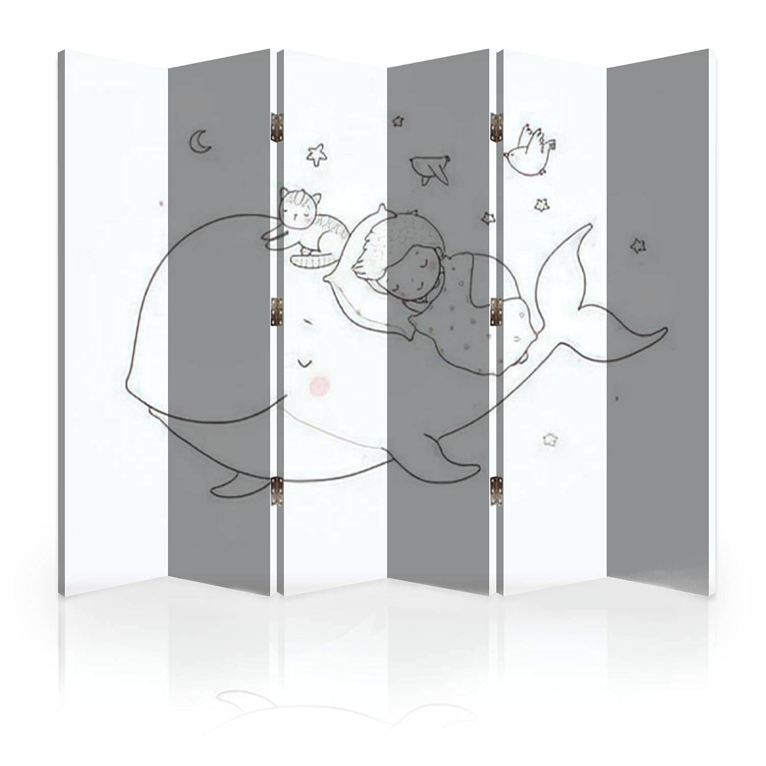 Buy Canvas Room Divider Screen Cute Cartoon boy and Whale Good Night