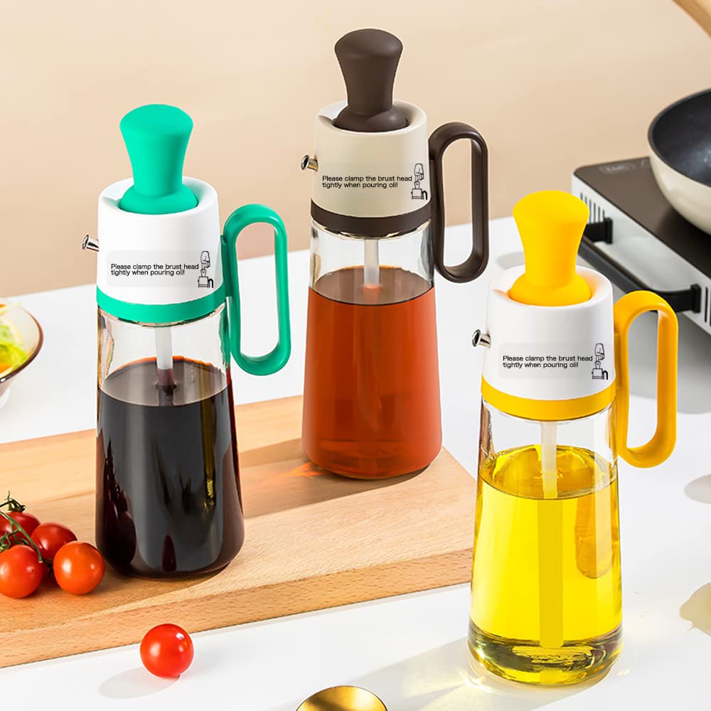 Oil Dispenser Bottle With Silicone Brush,180ml Portable Oil Bottle With Oil Brush Separation Compartment,2 In 1 Oil Dispenser Bottle Kitchen Glass Container,for Kitchen Cooking Frying Baking BBQ