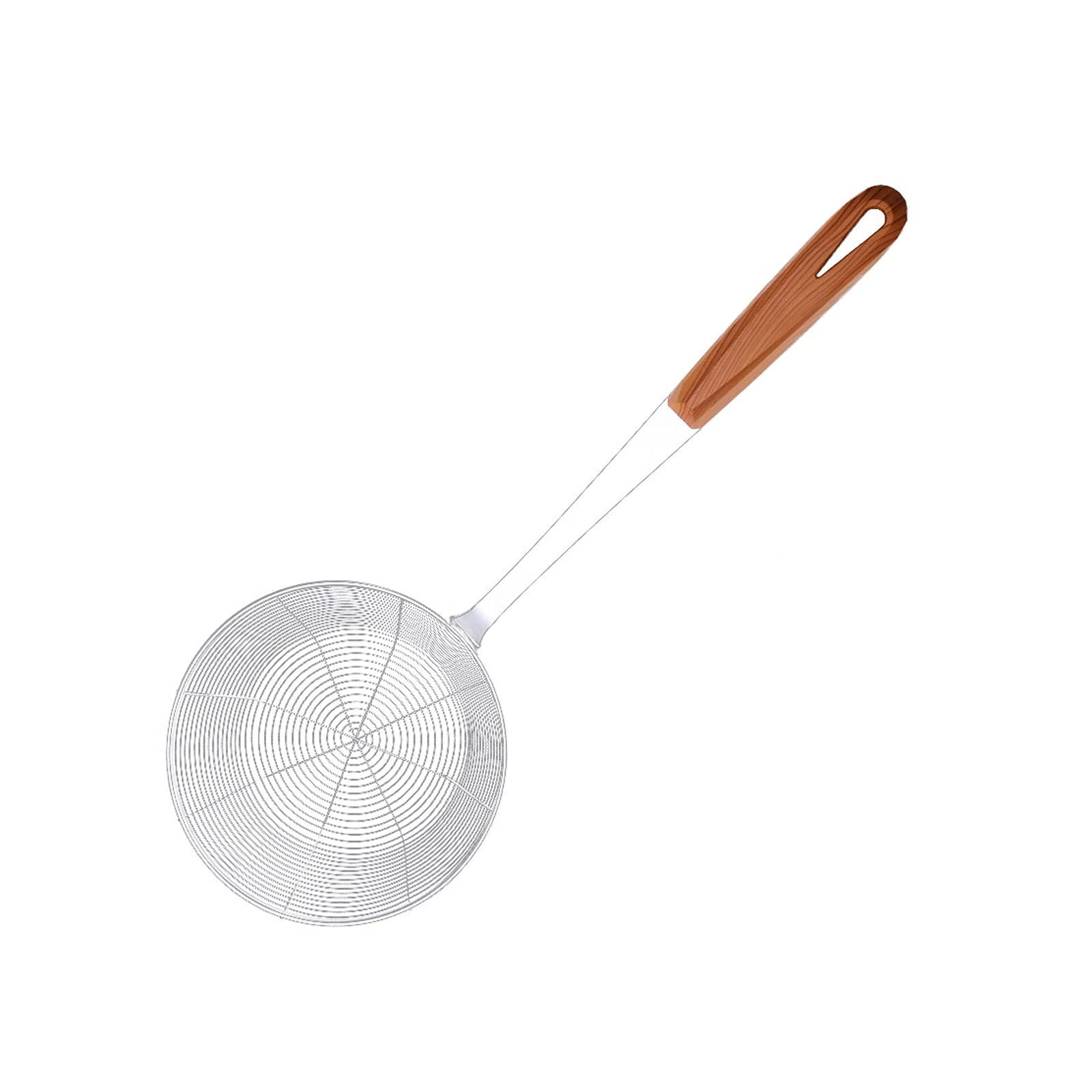 Cestello per Friggere Cesto di frittura in acciaio inox con manico lungo e grande capacità frittata frittata frittata netta per addensare colpatore rotondo multiuso Cestello per Friggere in Pentola