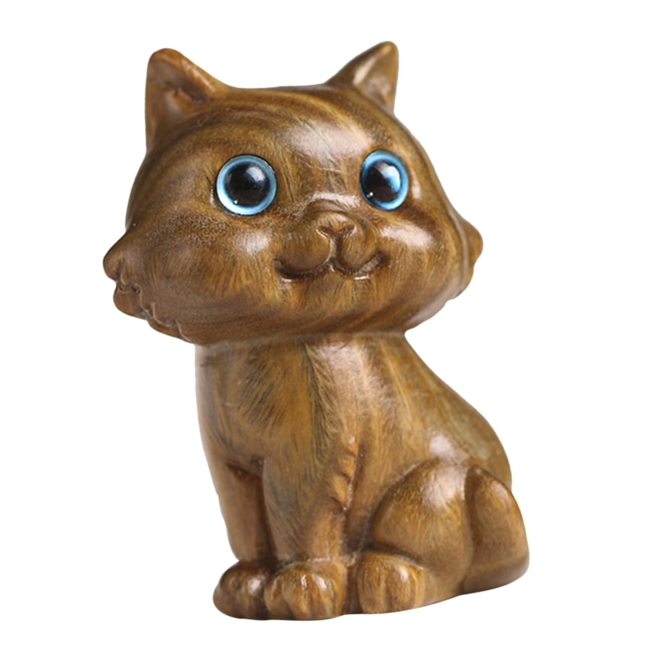 Wooden Cat Figurine Sculpture Retro Style Miniature Kitten Statue Tabletop Adornment Desktop Decoration for Home Office with Handcrafted Design