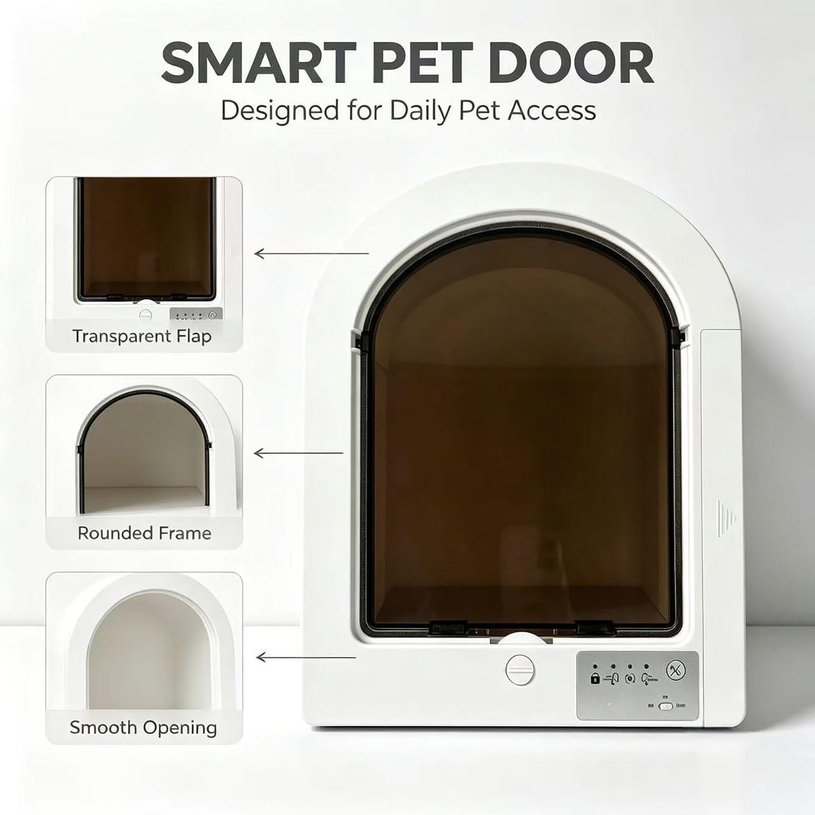 Porta per Gatti con Microchip, Porta per Animali Attivata con Sistema Wind- | Facile Installazione Fai da Te + Telecomando, 4 Modalità di Controllo, Chiusura Magnetica, Grandi Porte a Ribalta per Gatti