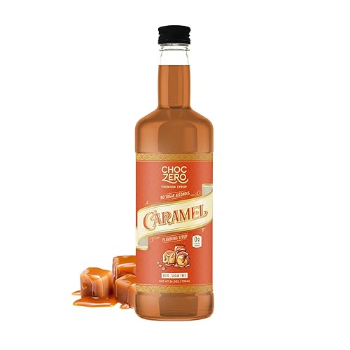 ChocZero Jarabe de caramelo sin azúcar para café, jarabes saborizantes cetogénicos, jarabe simple bajo en calorías para bebidas saborizadas (botella