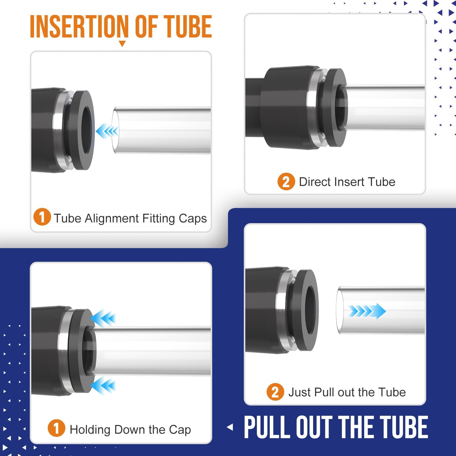 1/4 5/16 Unions Push to Quick Connect Air Line Hose Fittings | Pneumatic Tube Airline Coupler Straight Plastic