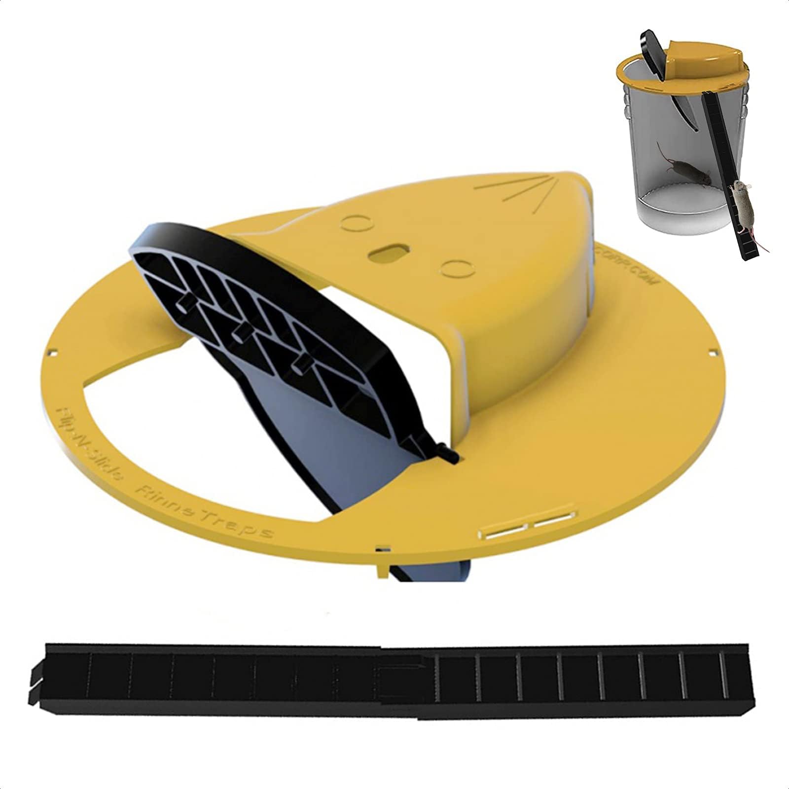 Rodent Control Slide Bucket Lid Mouse, Flip N Slide Rat Trap, Safe Mousetrap Catcher Humane Suitable for 5 Gallon Bucket Compatible, Easy Set-up & Cleanning for Indoor & Outdoor