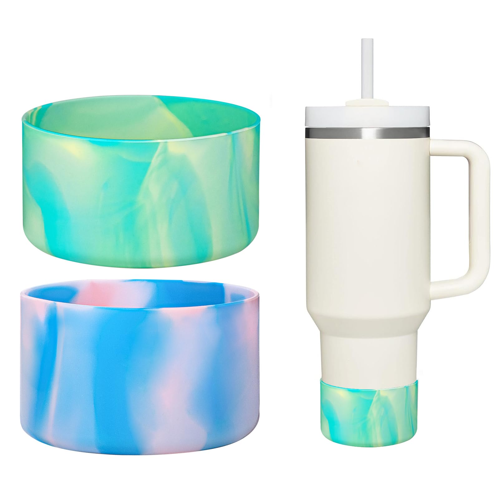 HEYSKAY 2-Pack Silicone Boot Base For Stanley & Hydro Flasks - Protective Sleeve For 20oz-40oz Tumblers