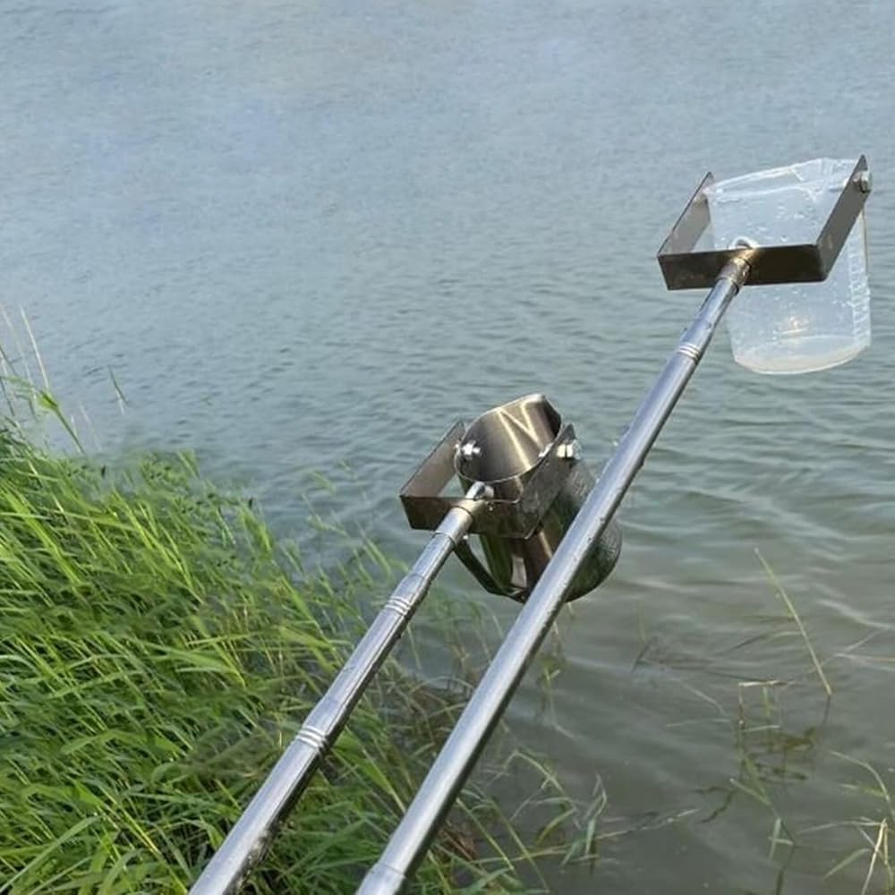 Aste telescopiche campionatore d'acqua, sistema di campionamento dell'acqua telescopico asta in acciaio inossidabile mestolo di plasti(Size:(1000ml) 1.49m-7m/4.9ft-23ft,Color:Acciaio inossidabile)