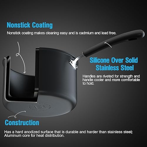 Miniatura 7 de Cook N Home Casserole - Olla de horno holandés con tapa, anodizado duro profesional, antiadherente, 6 cuartos de galón, apta para horno, con asas