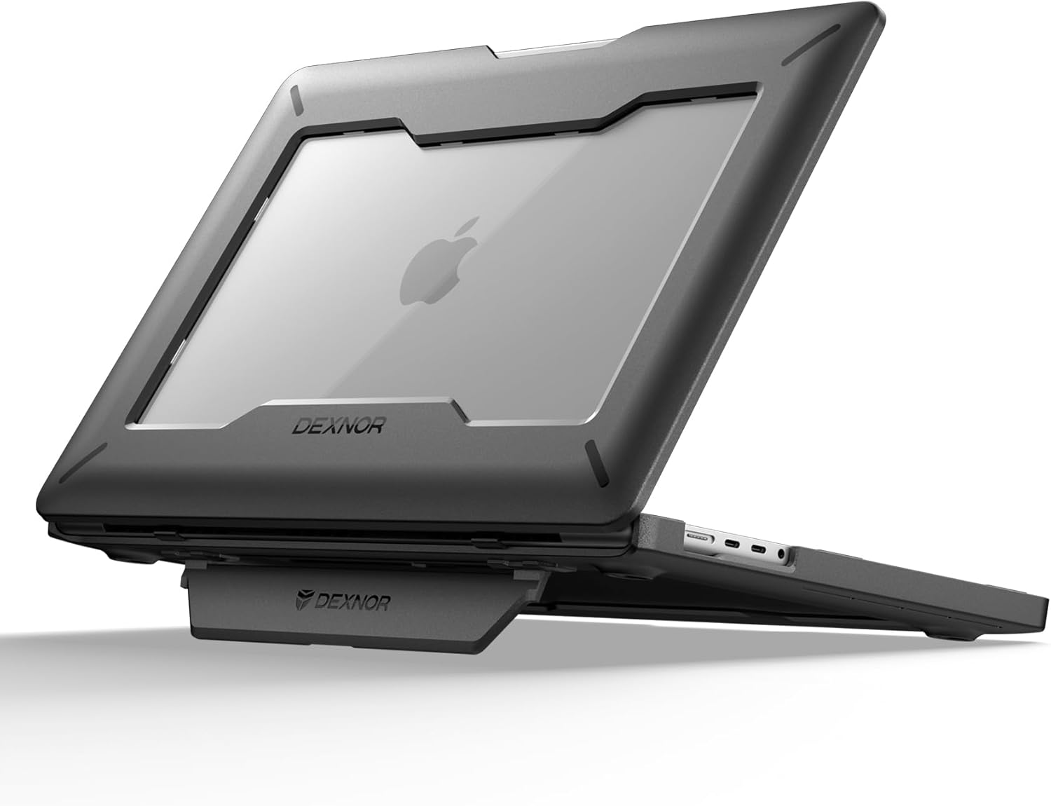 Dexnor for MacBook Pro 16 Inch Case (2024/2023/2021) with Kickstand, M4 / M3 / M2 / M1 Pro/Max (A2991 A2780 A2485) Heavy Duty Full Body Protective Cover with TPU Bumper for MacBook Pro 16 Inch, Black