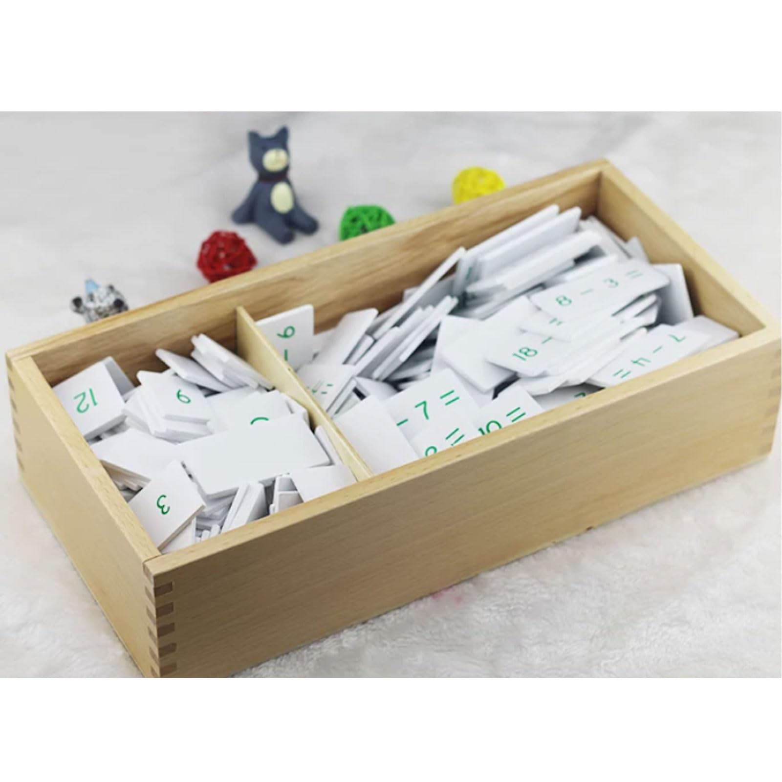 Scatola Montessori in Legno per Equazioni di Sottrazione e Differenze | Carte Flash per Sottrazione, Giocattolo Didattico di Matematica per Bambini per Scuola a Casa, Prescuola e Kindergarten