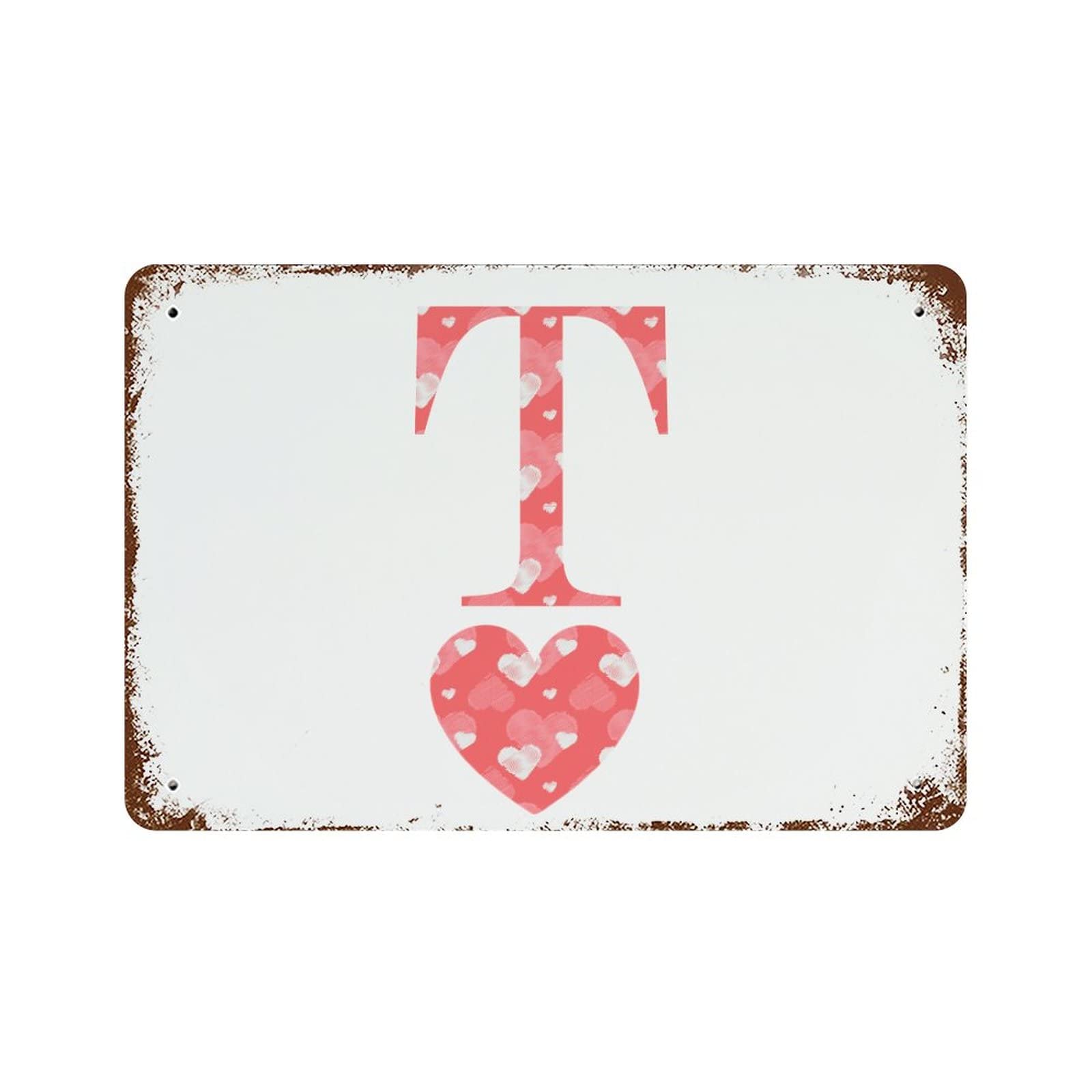 Plaque en métal lettre T cœur décoration Saint-Valentin et mariage