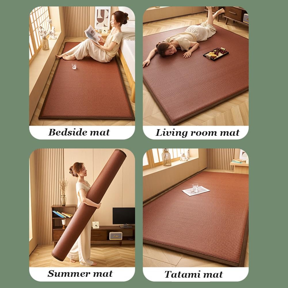 Japanische Bodenmatratze Tatami-Matte Memory-Schaum Rutschfeste Unterseite atmungsaktive Schlafunterlage Light Brown 60x120cm