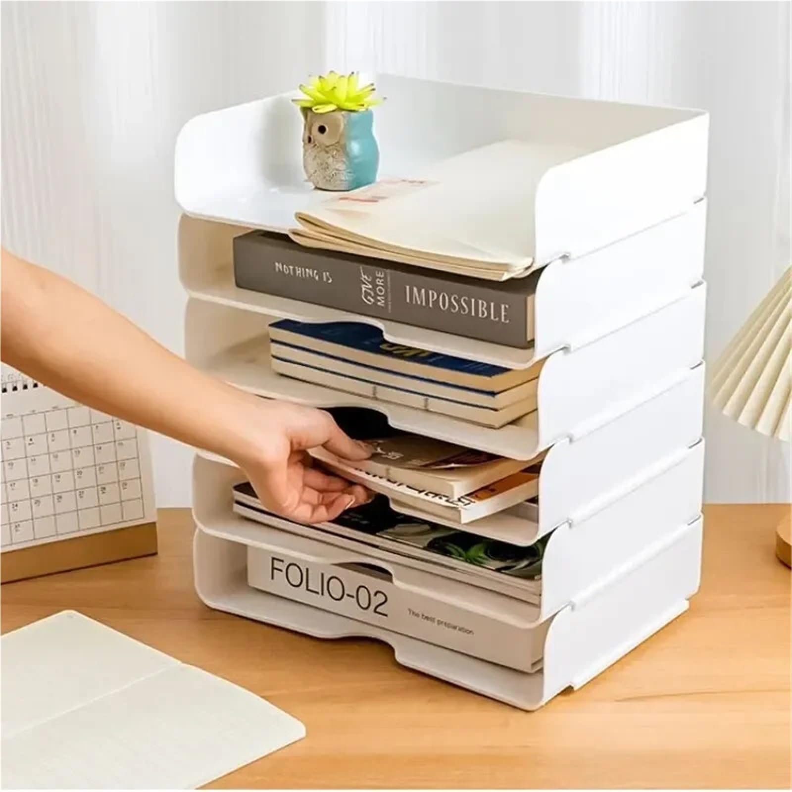 Bandeja Para Cartas Bandeja de cartas de estilo Simple, caja de almacenamiento resistente, apilable, organizador de bandeja de documentos de escritorio, archivo Horizontal de tamaño A4 Para Documentos