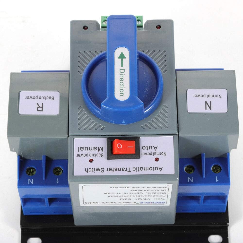 Double Power Transfert Automatique 2P 63A Switch Generator Inverter Micro Break Type Mini Changeover, pour Surveillance, Lutte Incendie, Immeubles de Bureaux