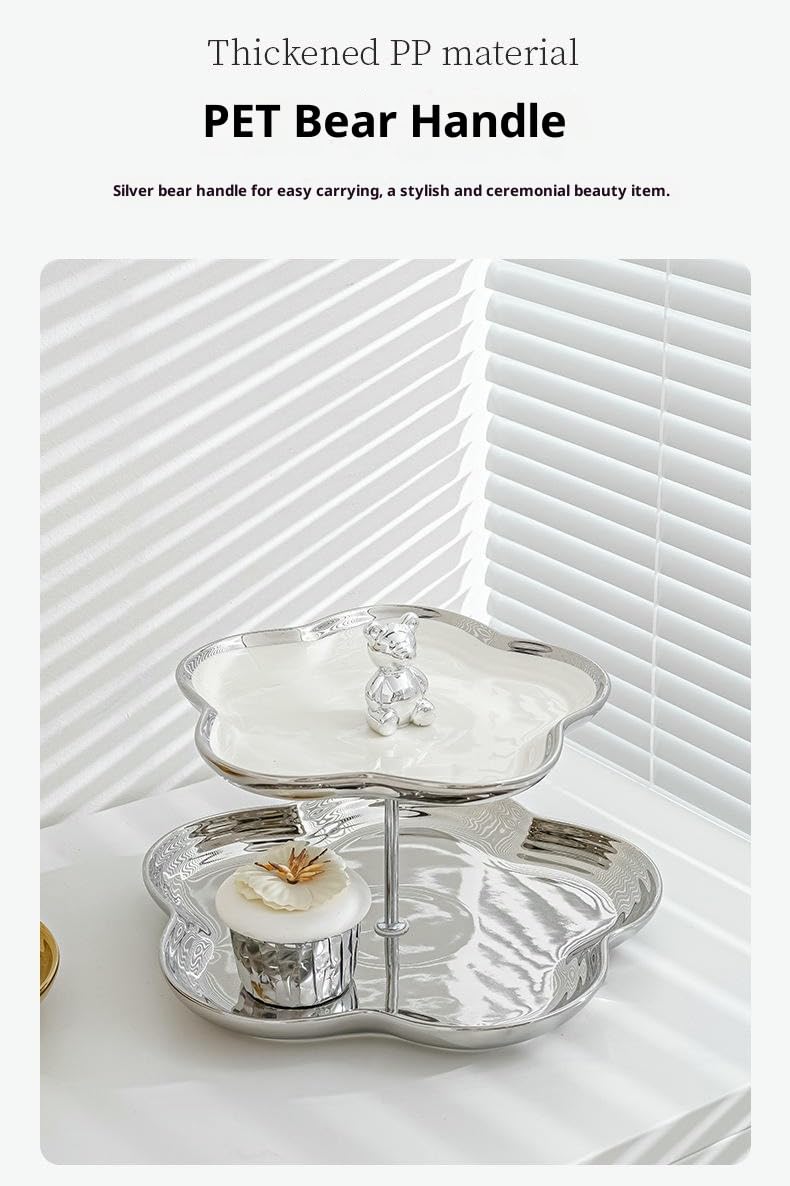 Expositor para pasteles para la merienda, Juego de soporte for tartas multicapa con cerámica y metal, multicolor, 2 o 3 niveles(Gold 3 Tiers)