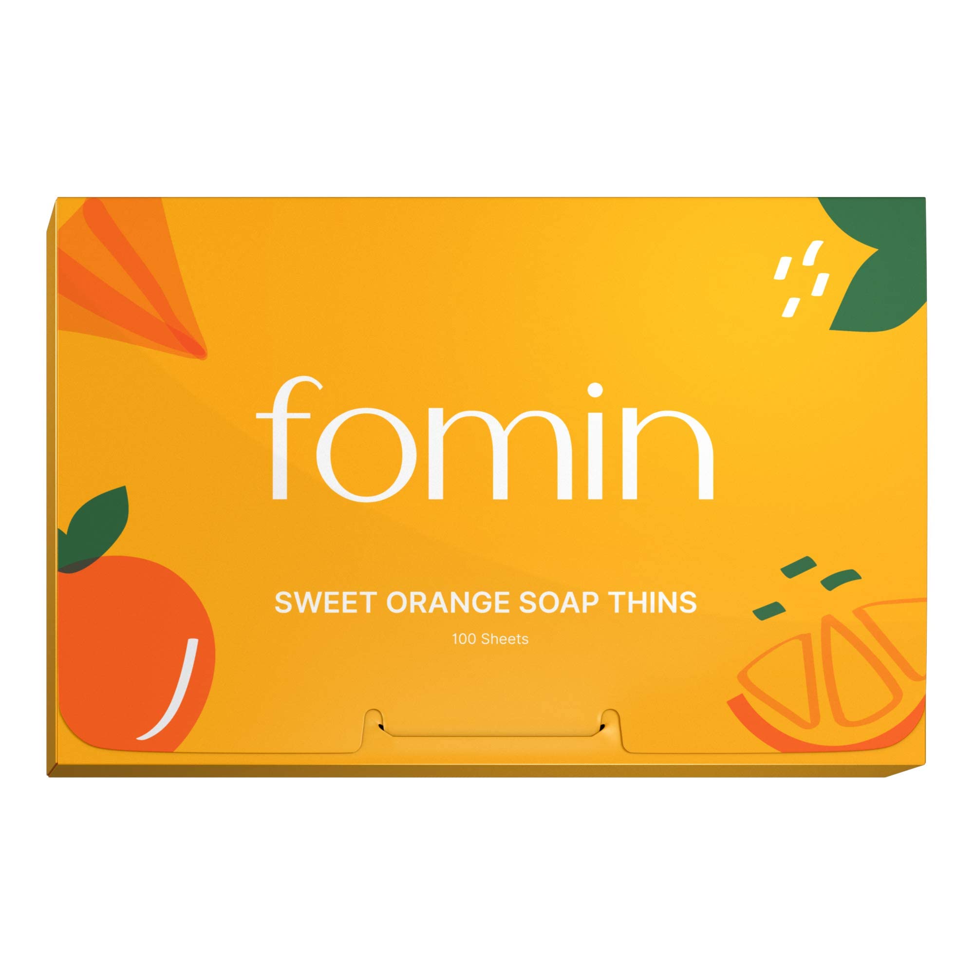 FOMINAntibacterial Paper Soap Sheets for Hand Washing - (100 Sheets) Orange Portable Travel Soap Sheets, Dissolvable Camping Mini Soap, Portable Soap Sheets